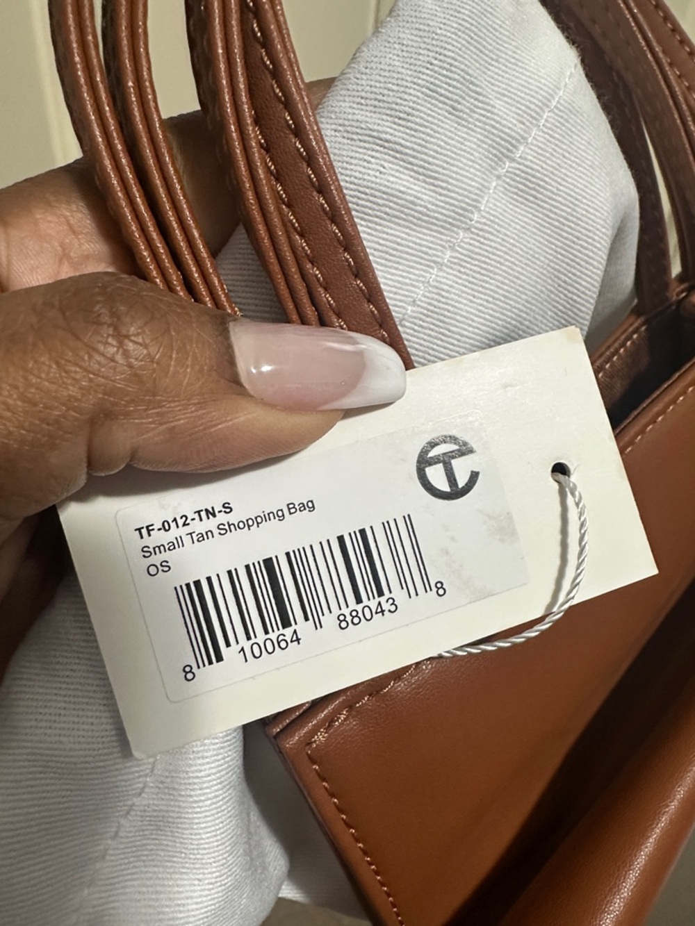 Telfar Small Shopper Crossbody in Cognac Brown - Picture 4 of 5